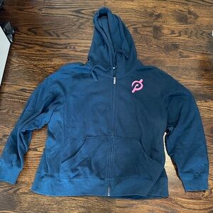 Peloton Dark Blue Hoodie with Pink Emblem